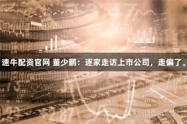 速牛配资官网 董少鹏：逐家走访上市公司，走偏了。
